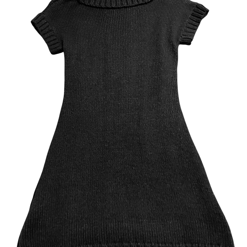 Short Sleeve Black Cable Knit Sweater Dress - Size XL - Picture 3 of 6